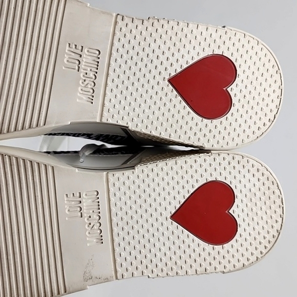 LOVE MOSCHINO Logo Women's White Chunky Low Top Leather Trainers Sneakers Sz 41 - Picture 14 of 16
